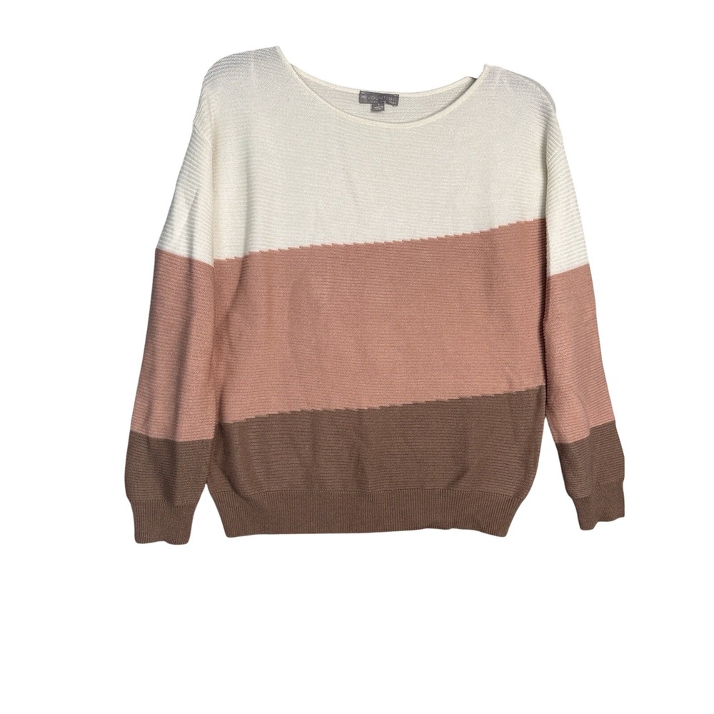 Revolution by Revolve Sweater Womens Small Colorblock Knit Crewneck